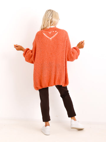 Curvy Strickjacke ELISANE – Weicher Oversize Cardigan mit Herz – Gr. 48–54