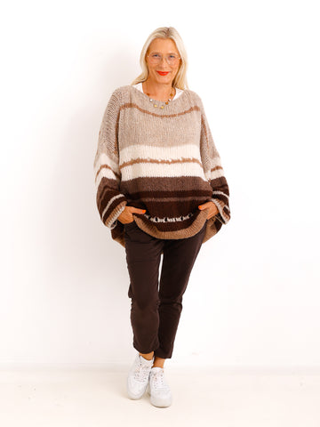 Grobstrick Pullover SILVENA – Langer Curvy Oversize Strick – Gr. 42–52