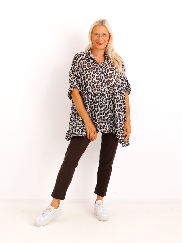Luftige Baumwoll-Tunika ROSELIEN – Leo – Oversize – Gr. 38-50