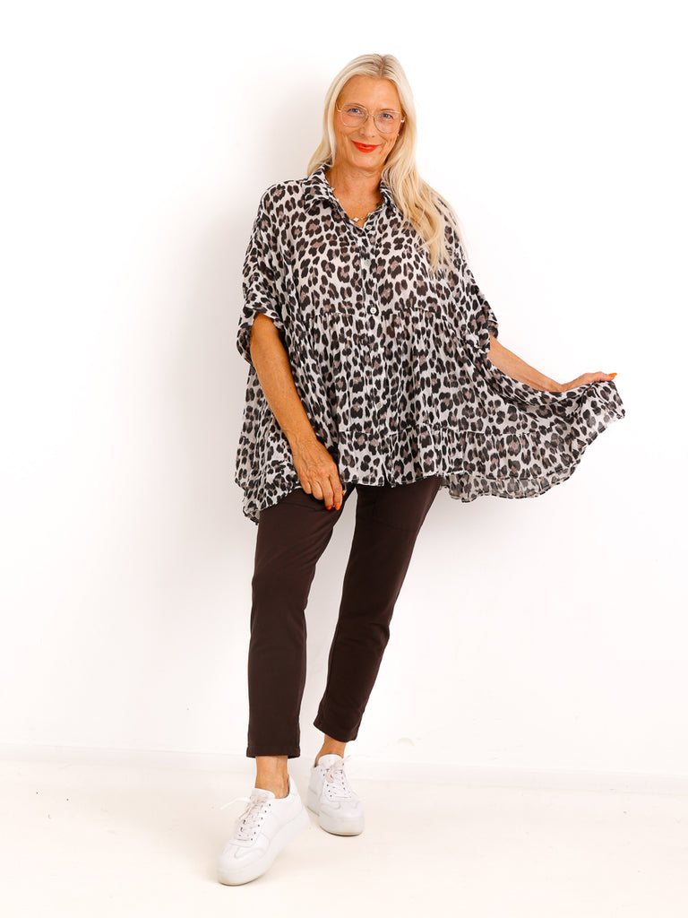 Luftige Baumwoll-Tunika ROSELIEN – Leo – Oversize – Gr. 38-50