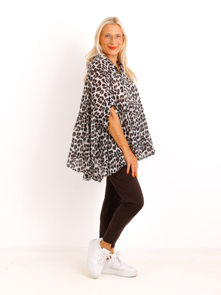 Luftige Baumwoll-Tunika ROSELIEN – Leo – Oversize – Gr. 38-50