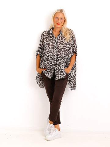 Luftige Baumwoll-Tunika ROSELIEN – Leo – Oversize – Gr. 38-50