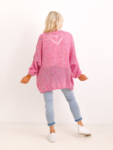 Curvy Strickjacke LIORELLE – Leichter Oversize-Strick mit Herz – Gr. 42–54
