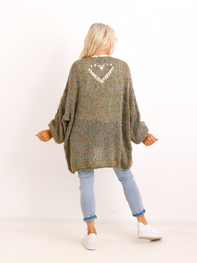 Curvy Strickjacke LIORELLE – Leichter Oversize-Strick mit Herz – Gr. 42–54