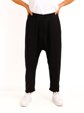 Baggy-Hose LARELL - schwarz - Extra tiefer Schritt & lässige Silhouette – Größen M–XL