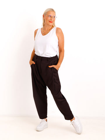 Baggy-Hose LARELL - braun - Extra tiefer Schritt & lässige Silhouette – Größen M–XL