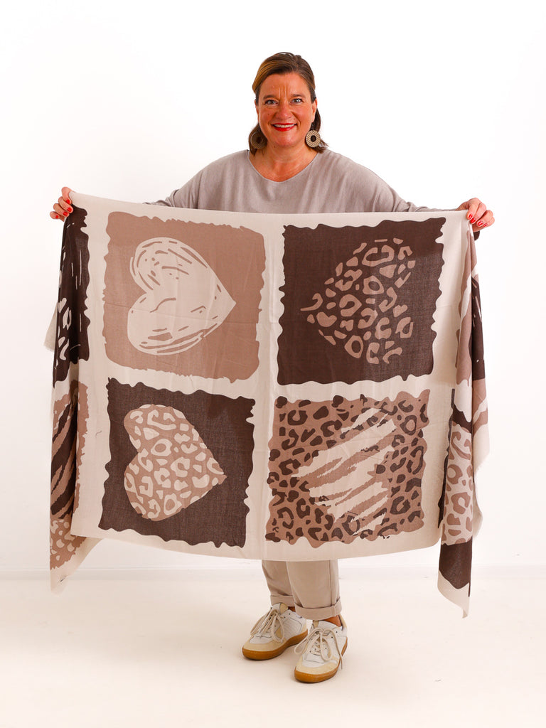 Schal CLARA – Leichter Viskose-Schal mit Allover-Muster in Naturfarben