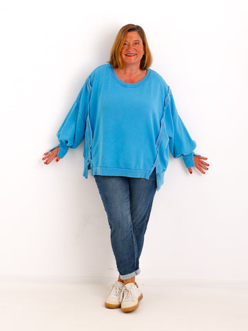 XXL Baumwoll-Sweater ODA – Inside-Out-Details & extra weiter Oversize-Look – Gr. 38–48