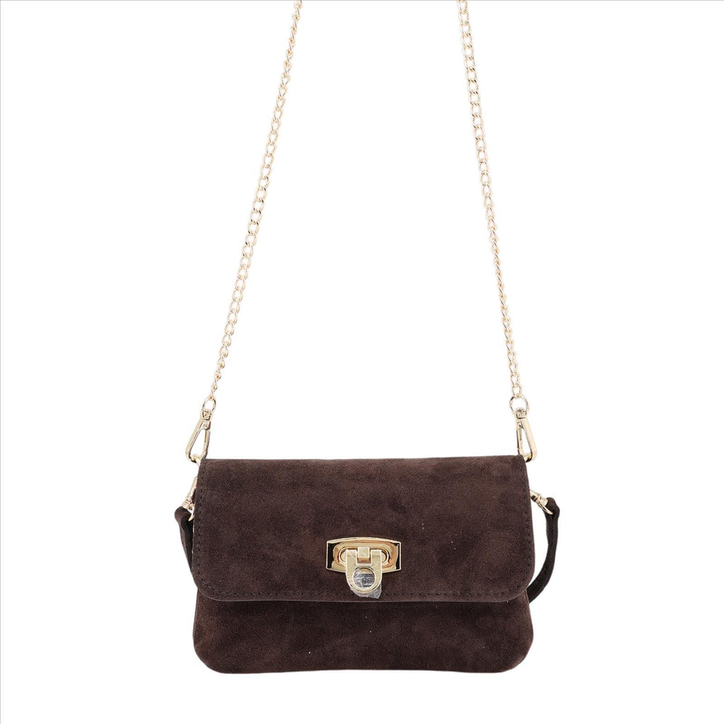 Wildleder-Umhängetasche LILLI – Edle Baguette-Bag mit Kette