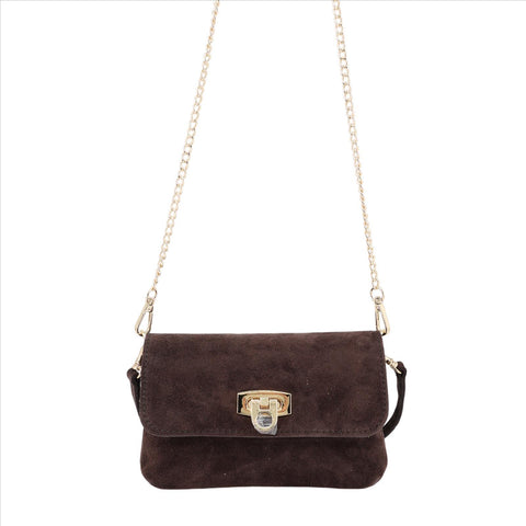 Wildleder-Umhängetasche LILLI – Edle Baguette-Bag mit Kette