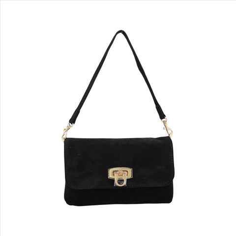 Wildleder-Umhängetasche LILLI – Edle Baguette-Bag mit Kette