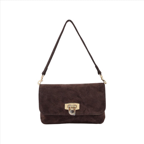 Wildleder-Umhängetasche LILLI – Edle Baguette-Bag mit Kette