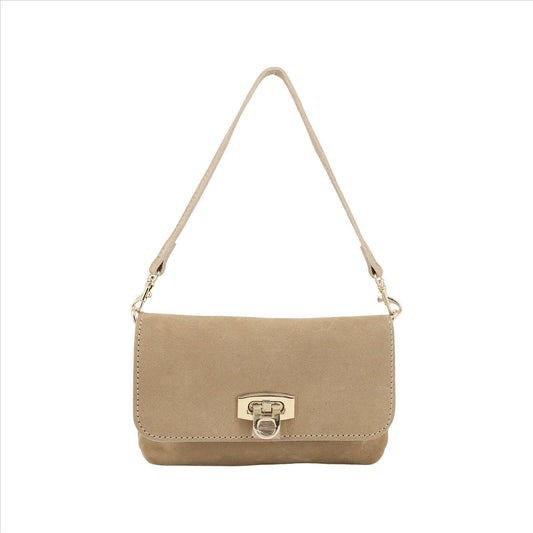 Wildleder-Umhängetasche LILLI – Edle Baguette-Bag mit Kette