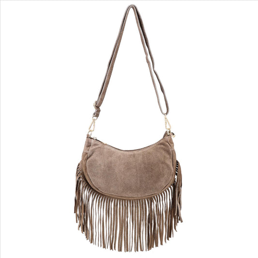 Wildleder-Fransentasche MALIA.S – Lässige Crossbody-Bag im Boho-Look