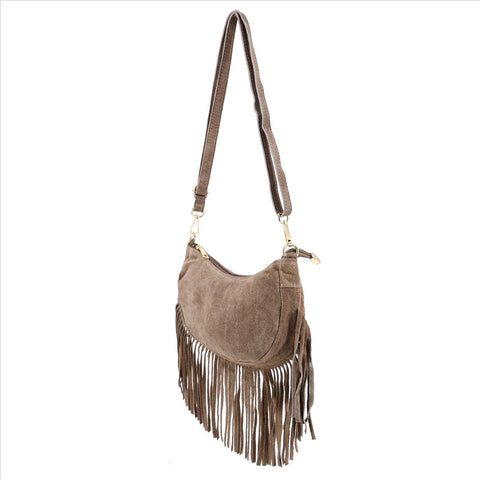 Wildleder-Fransentasche MALIA.S – Lässige Crossbody-Bag im Boho-Look