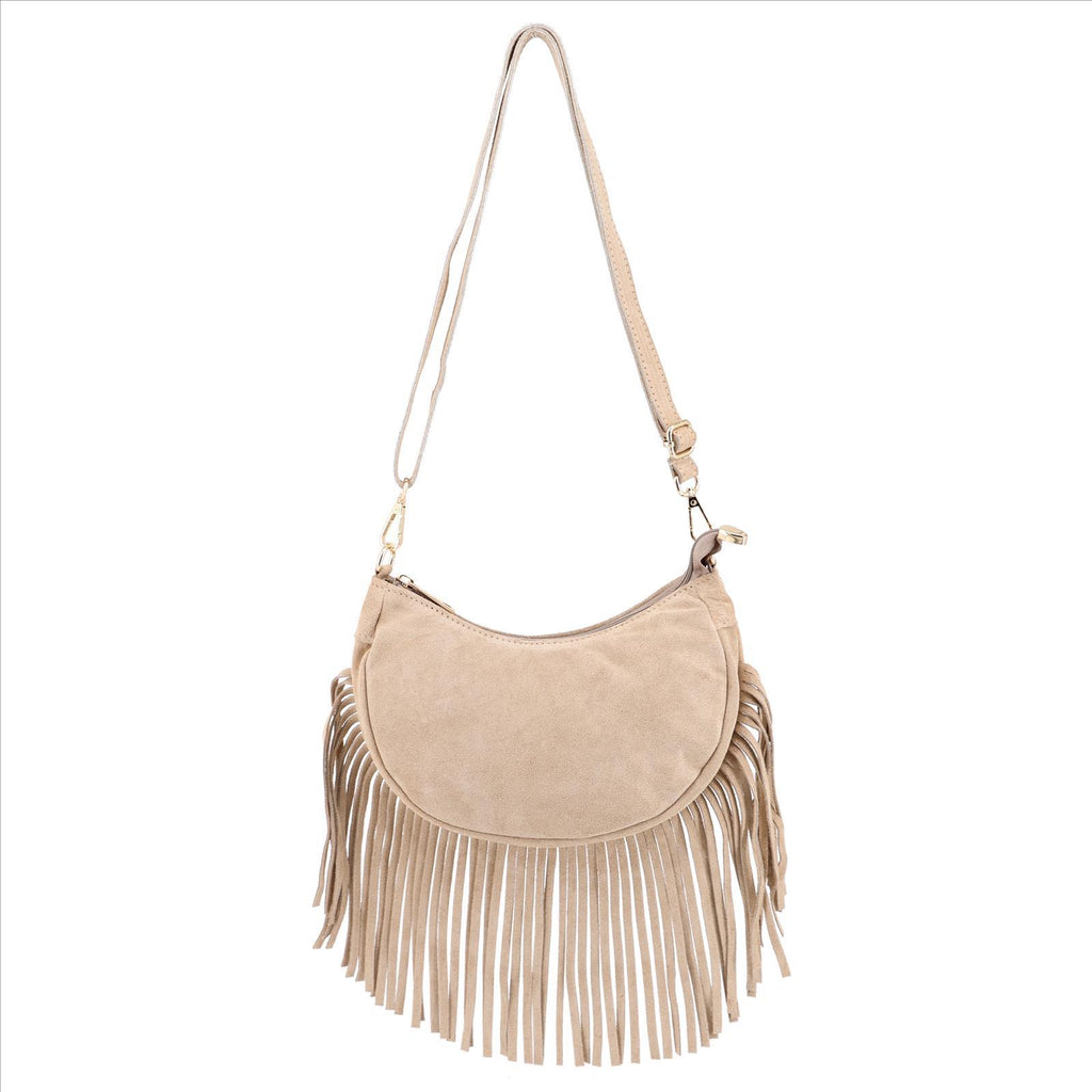 Wildleder-Fransentasche MALIA.S – Lässige Crossbody-Bag im Boho-Look